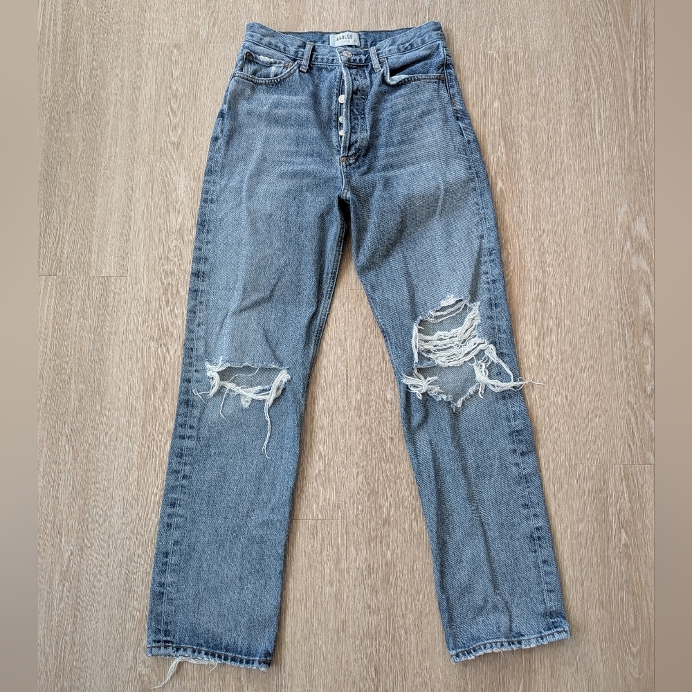 Agolde Jeans Women's 26 Destroyed Button Fly 90's Pinch Waist